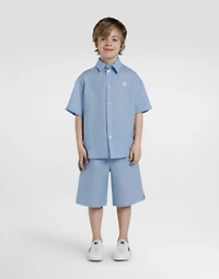 Short-sleeved linen canvas shirt