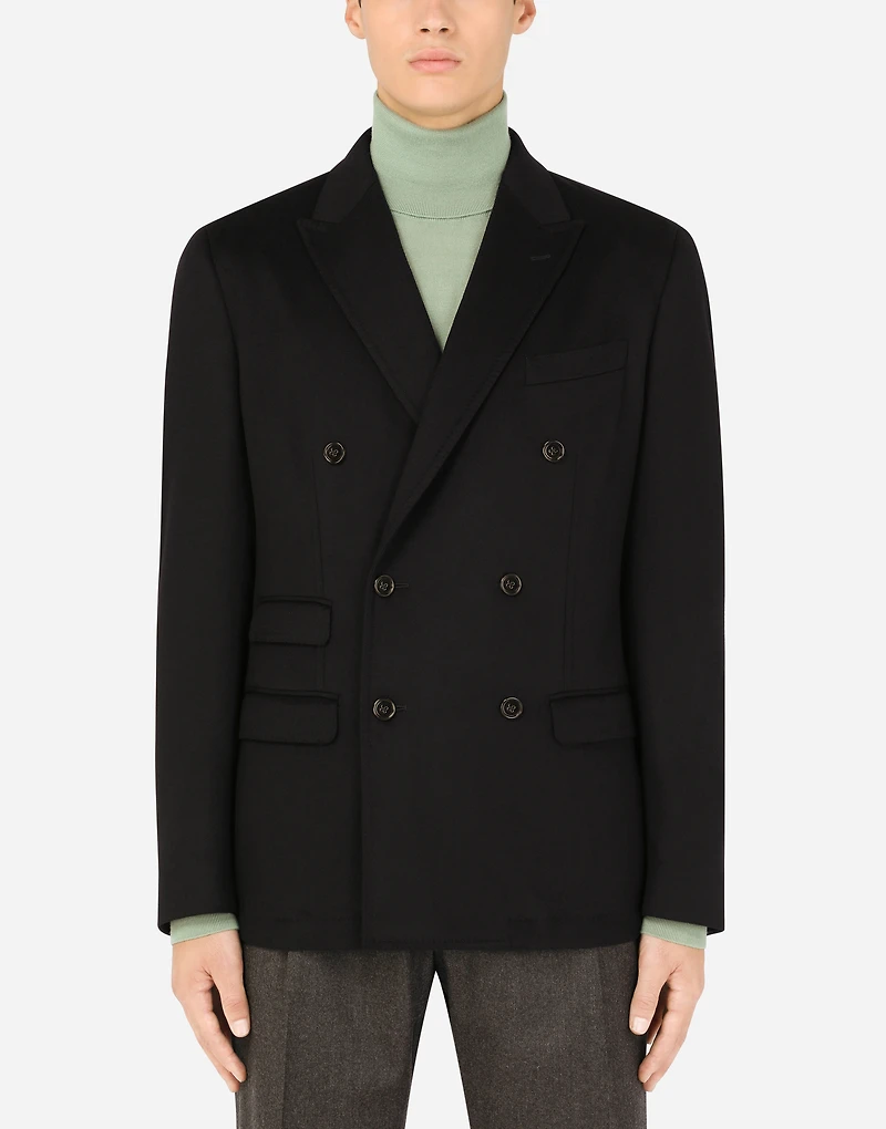 Deconstructed double-breasted cashmere jacket
