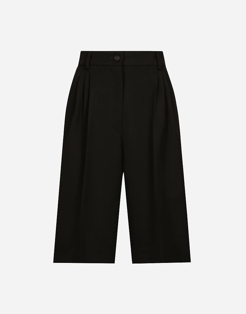 Wool gabardine tuxedo Bermuda shorts