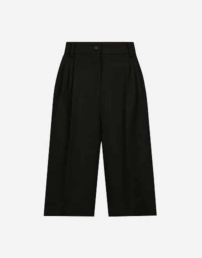 Wool gabardine tuxedo Bermuda shorts
