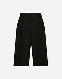 Wool gabardine tuxedo Bermuda shorts