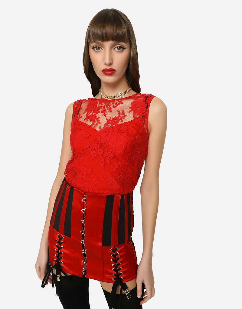 Floral Chantilly lace top