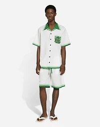 Poplin jogging shorts with majolica print