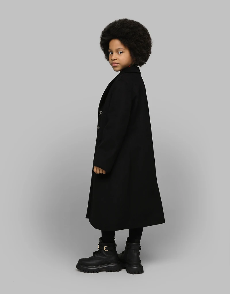 Single-breasted wool coat with branded buttons