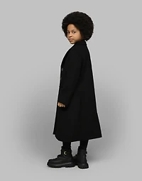 Single-breasted wool coat with branded buttons