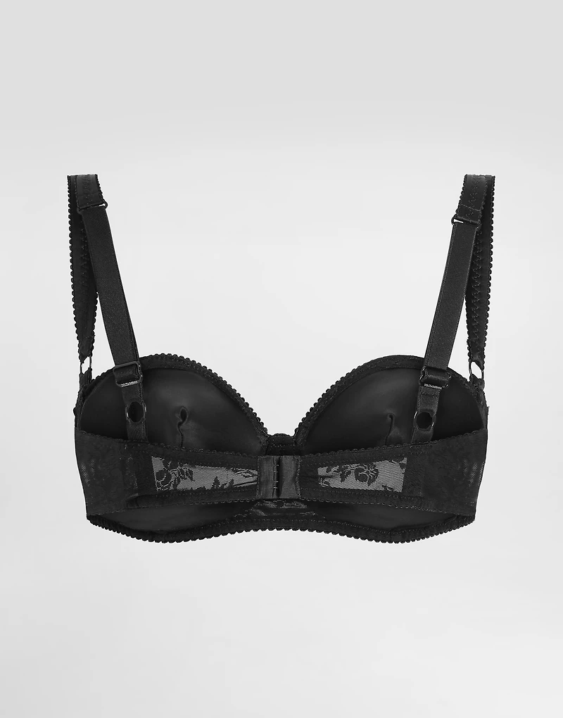 Lace balconette bra with conical cups