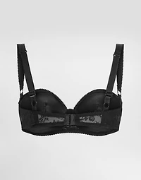 Lace balconette bra with conical cups