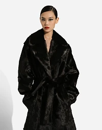 Goatskin coat with belt