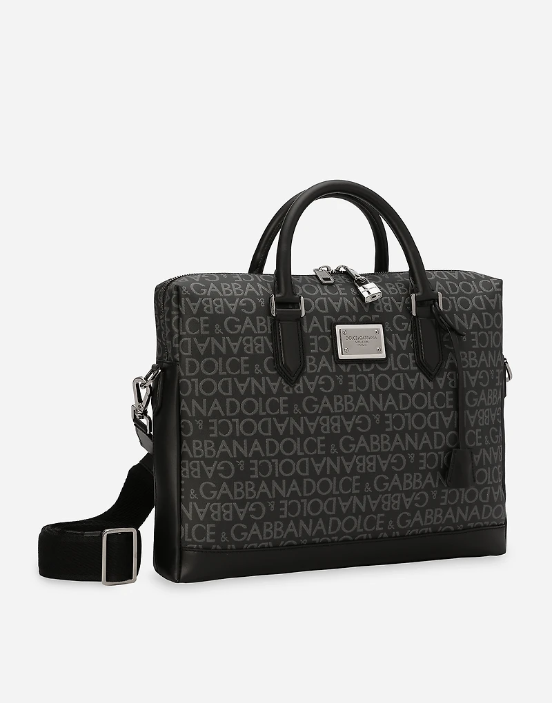 Coated jacquard briefcase