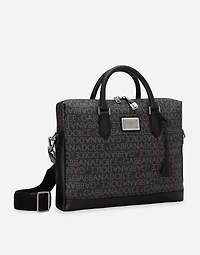 Coated jacquard briefcase