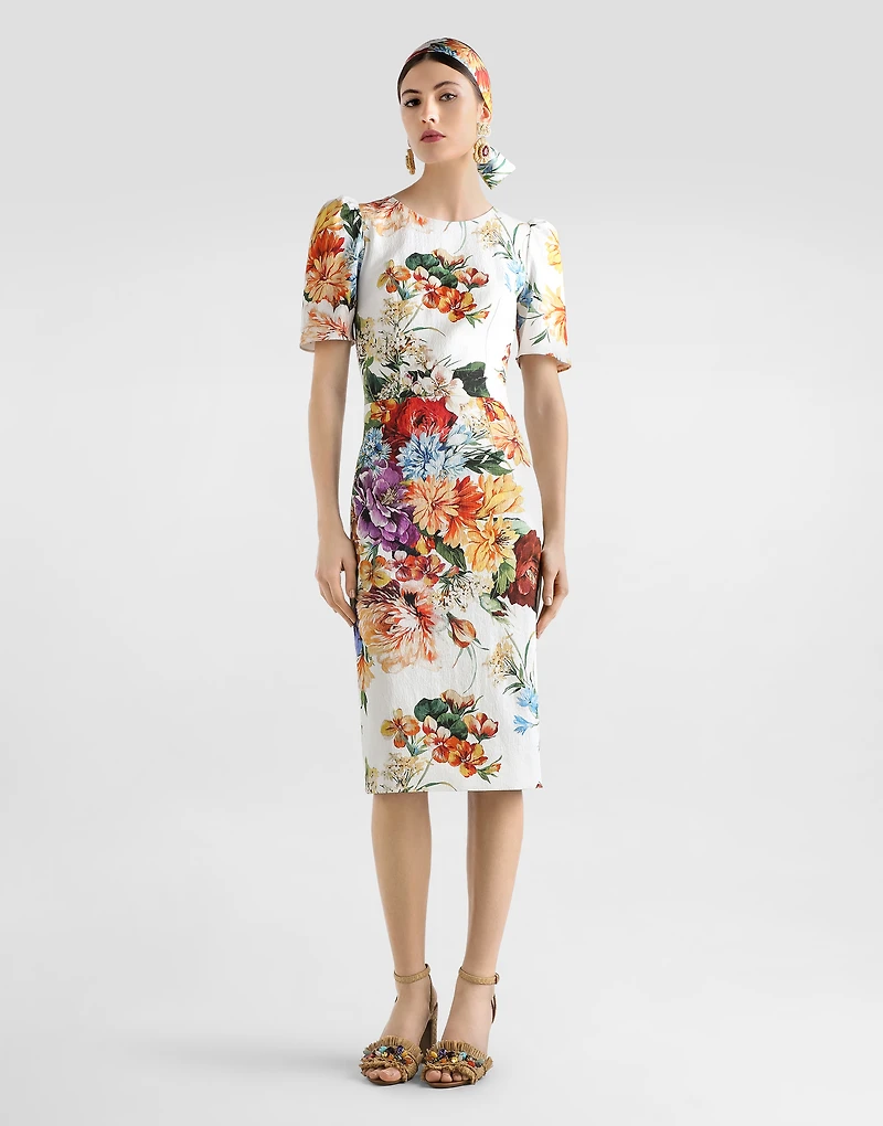 Bouquet-print dress cretonne
