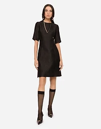 Fit-and-flare midi dress floral jacquard
