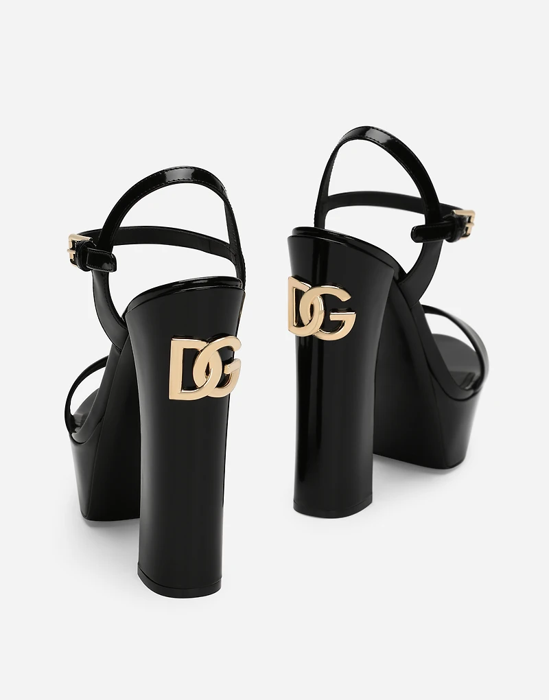 Polished calfskin platform sandals