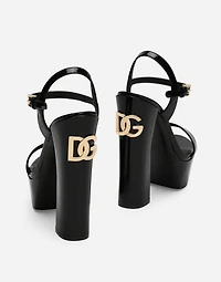 Polished calfskin platform sandals