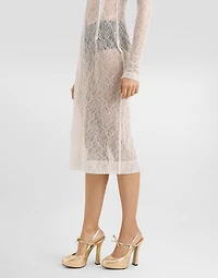 Lace calf-length dress with corset detailing