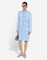 Single-breasted raschel tweed coat