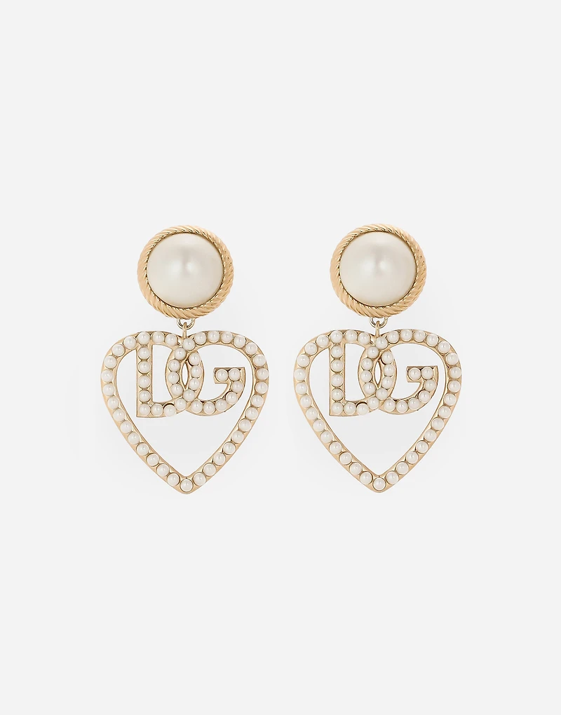Drop earrings with cabochon details and DG logo heart
