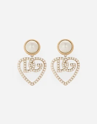 Drop earrings with cabochon details and DG logo heart