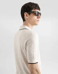 Silk polo shirt with allover logo