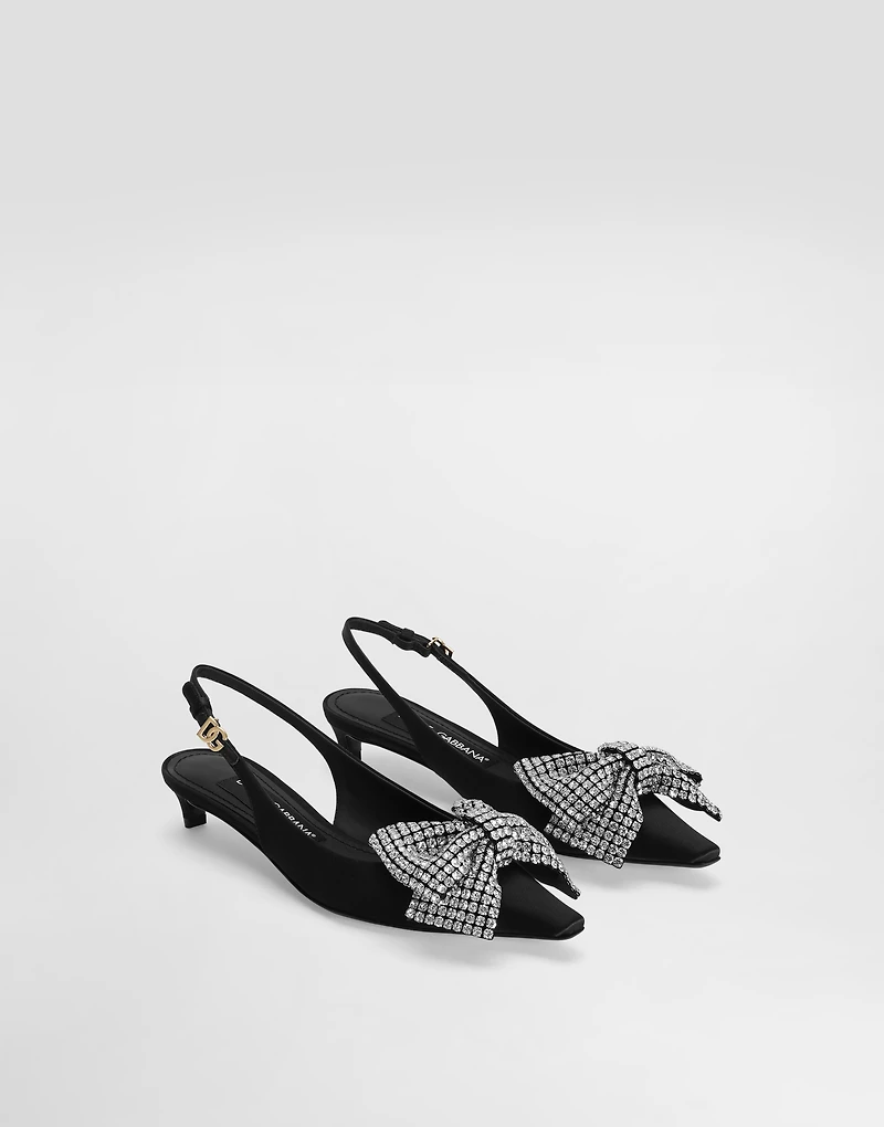 Satin slingbacks with rhinestone embellishment