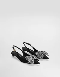 Satin slingbacks with rhinestone embellishment