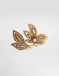 Maxi flower brooch with rhinestones