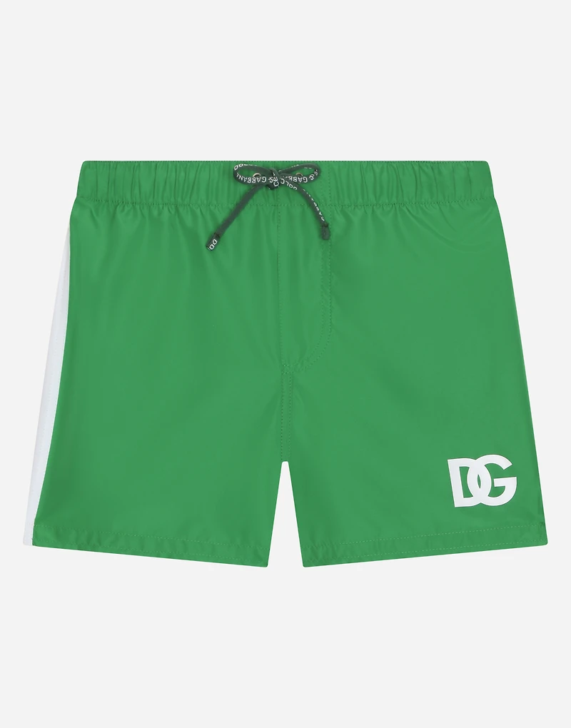 Nylon swim trunks with DG logo print