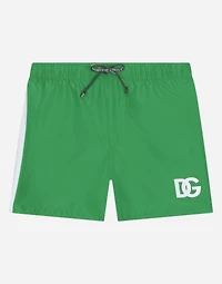 Nylon swim trunks with DG logo print