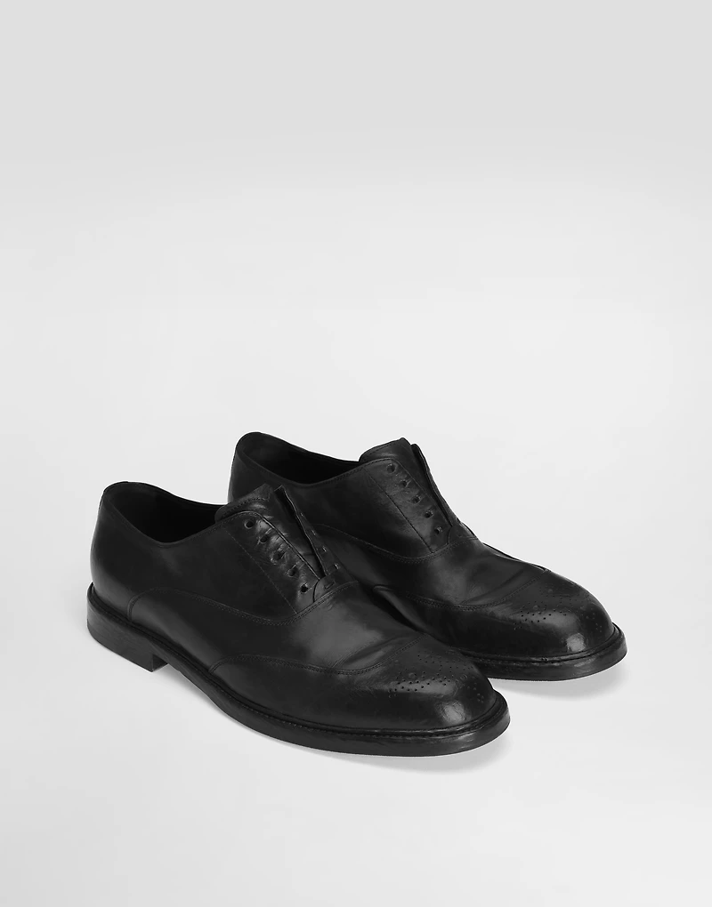 Washed calfskin laced shoes