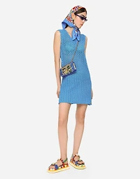 Short sleeveless crochet dress
