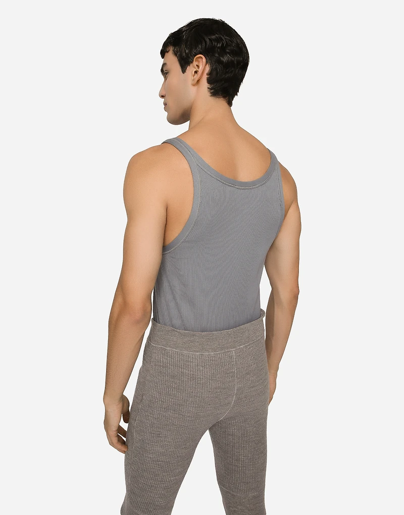 Fine-rib cotton singlet
