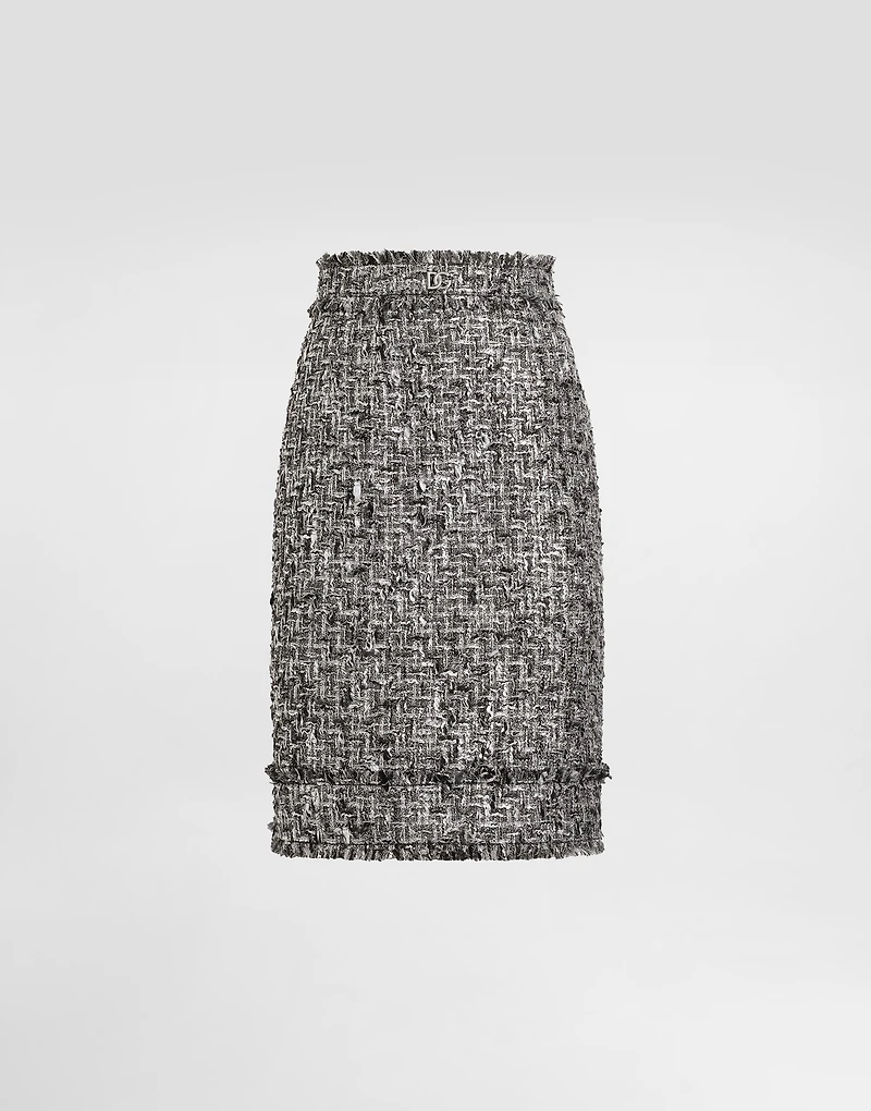 Raschel tweed midi pencil skirt