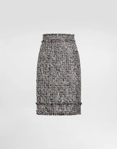 Raschel tweed midi pencil skirt