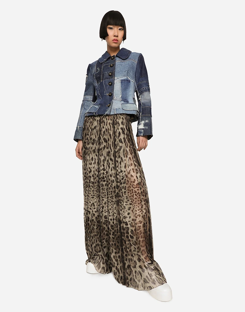 Leopard-print chiffon culottes