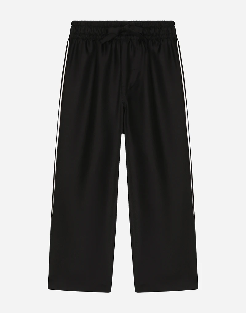 Silk twill vanity pants with DG embroidery