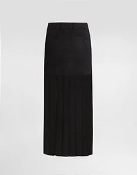 Twill midi skirt with chiffon