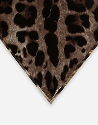 Leopard-print coated satin triangle veil