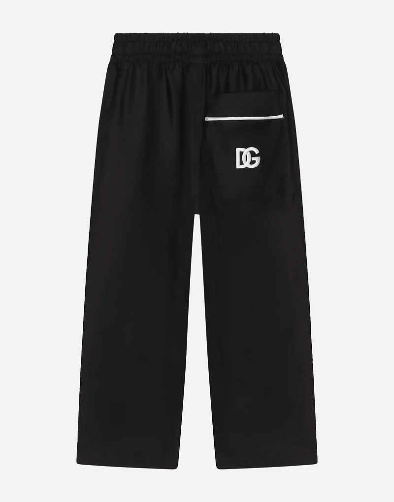 Silk twill vanity pants with DG embroidery