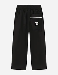 Silk twill vanity pants with DG embroidery