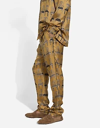 Printed silk twill jogging pants