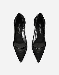 Mesh and patent leather pumps