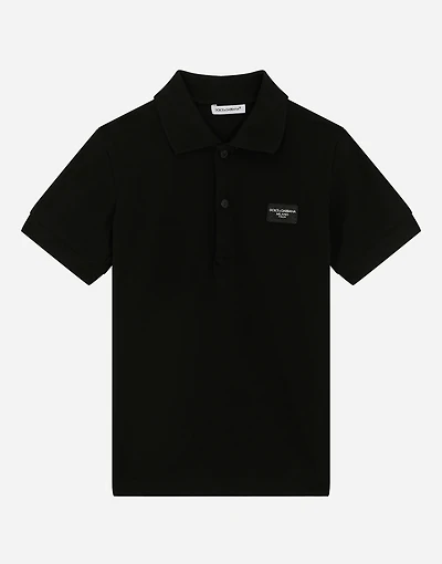 Piqué polo-shirt with logo tag