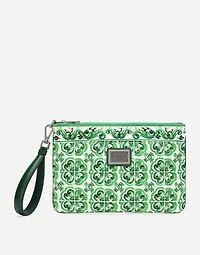 Majolica-print canvas pouch