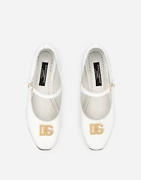 Patent leather ballet flats with heel