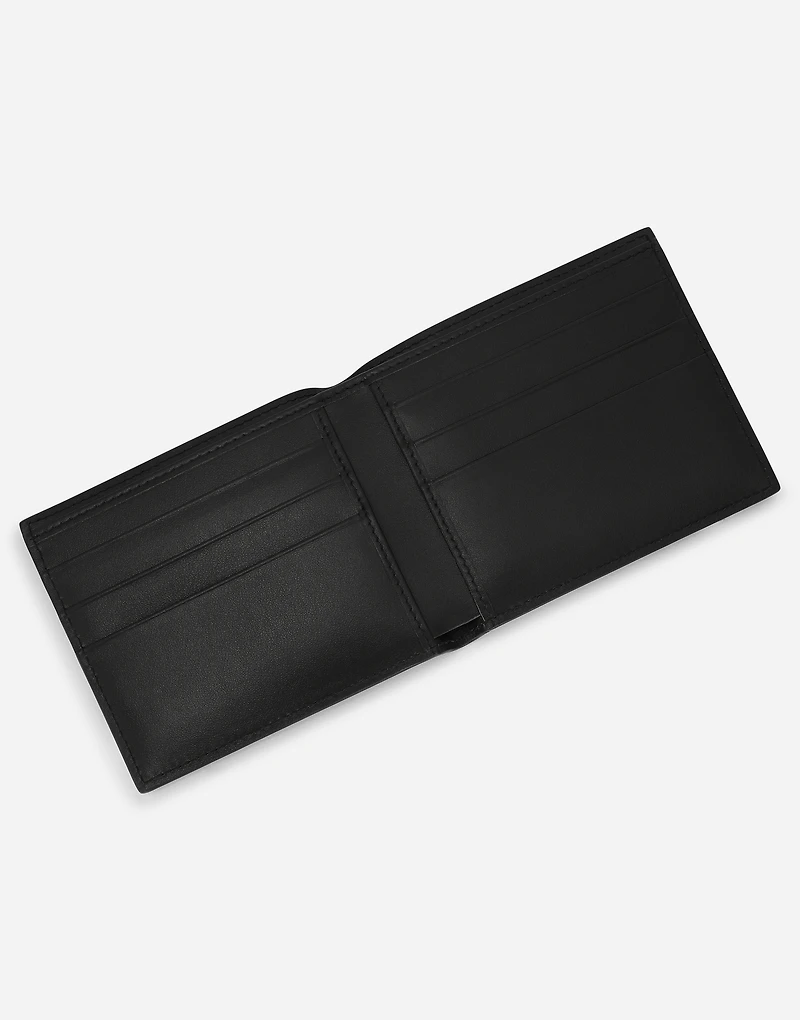 Calfskin bifold wallet with raised logo