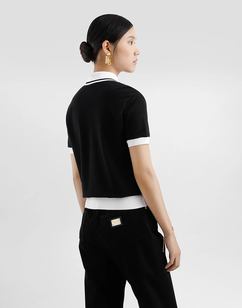 Short cotton piqué polo-shirt with DG logo embroidery