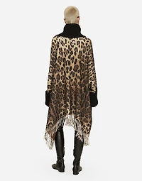 Cashmere and wool poncho with fringing