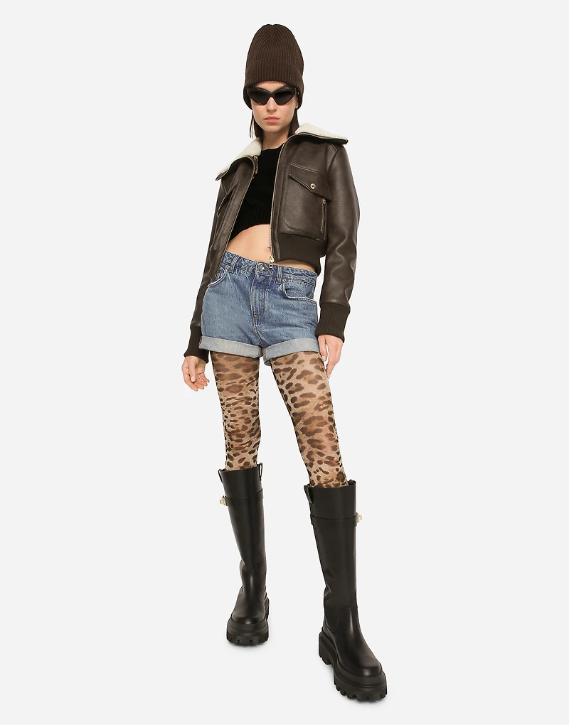 Faux leather and sheepskin jacket