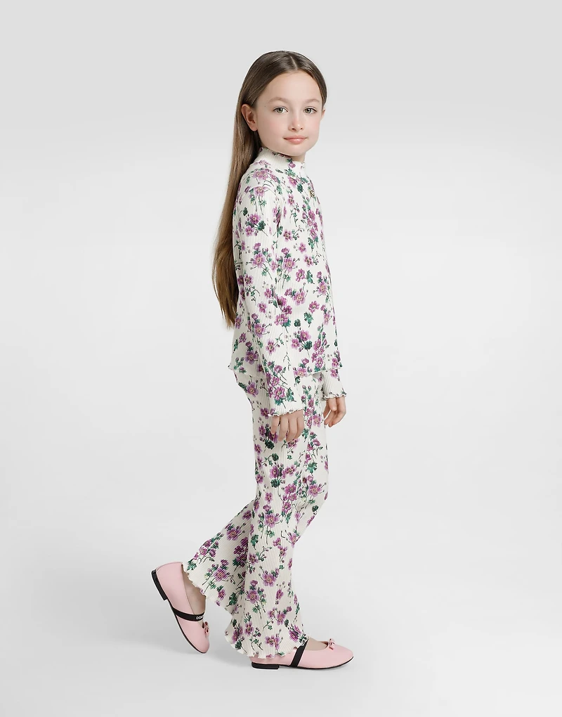Violets-print ribbedJerseytrousers