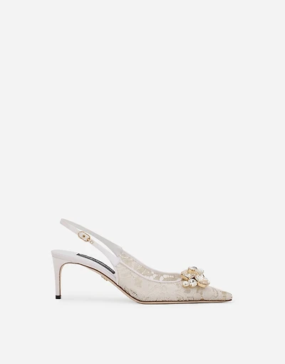 Rainbow lace slingbacks in lurex lace